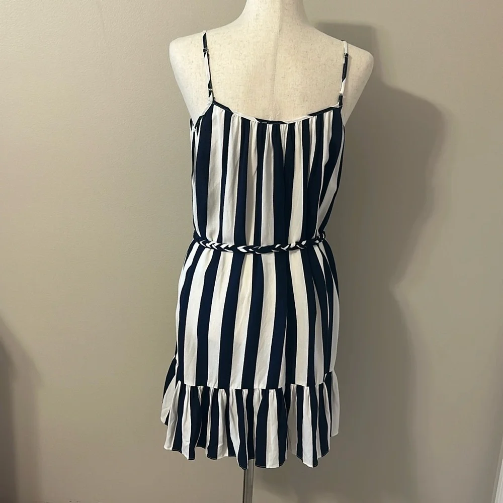 Gianni Bini Women’s Navy & White Striped Sundress Dress Rope Belt Size XS NWT - Picture 3 of 11